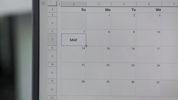 Írás Eladó a 7. és másolja az egész héten a naptár, hogy emlékezzen erre a dátumra. - Felvétel, videó
