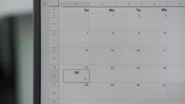 Schrijven Verkoop op 21e op kalender om deze datum te onthouden. - Video