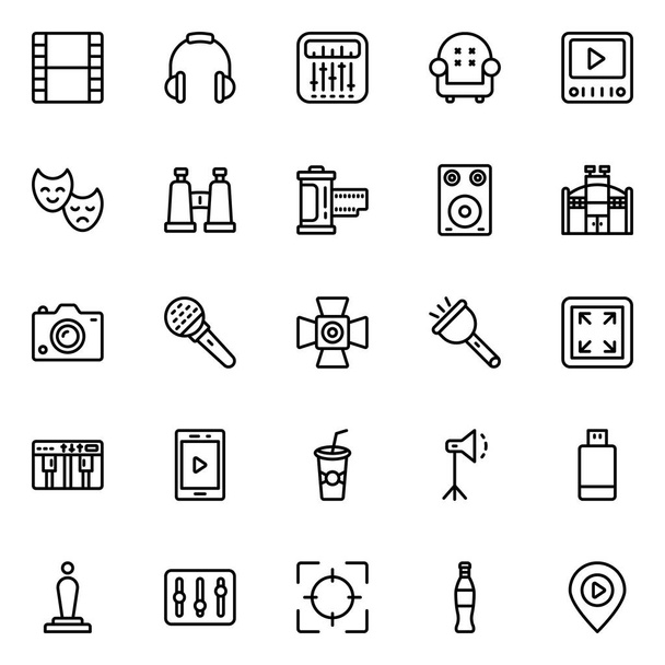 Cinema and Movie Making thin line icons easy to edit - Vector, Image