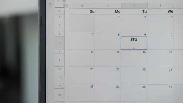 Tanulmányi idő 9-én a naptár, hogy emlékezzen erre a dátumra. - Felvétel, videó