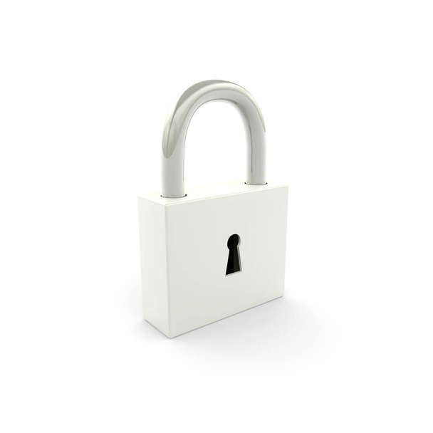 Closed steel lock on white isolated background - Photo, Image