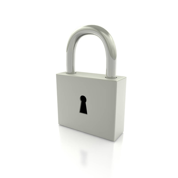 Closed steel lock on white isolated background - Photo, Image