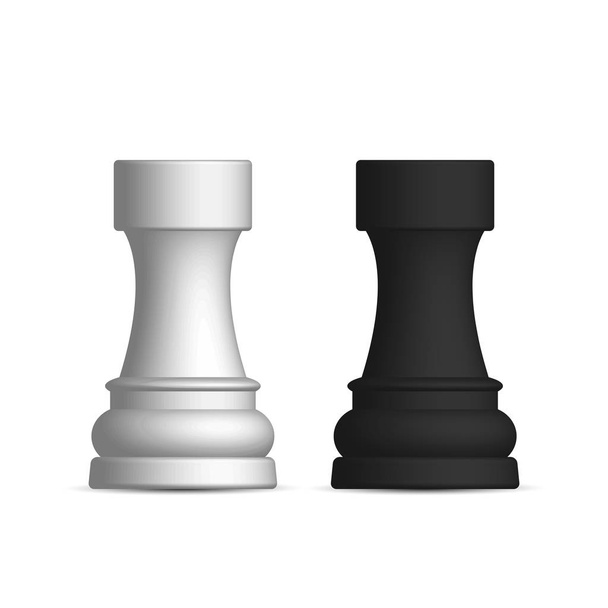 Black and white chess piece rook, vector illustration. - Vector, afbeelding