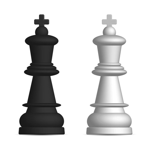 Μαύρο και άσπρο σκακιστικό κομμάτι βασιλιάς, διανυσματική απεικόνιση. - Διάνυσμα, εικόνα