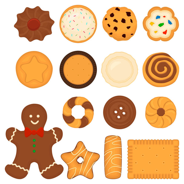Illustration on theme big set different biscuit, kit colorful pa - Vector, Image
