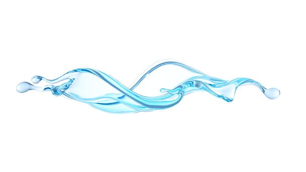 Beautiful, elegant splash of water. 3d illustration, 3d rendering. - Photo, Image