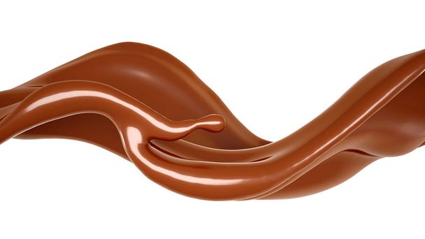 A beautiful, elegant splash of chocolate. 3d illustration, 3d rendering - Foto, afbeelding