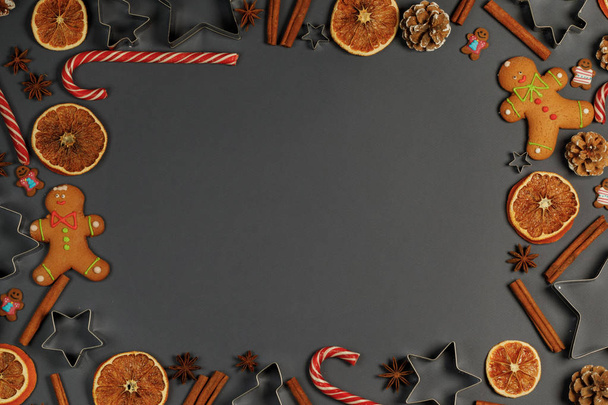 Christmas food frame - Фото, зображення