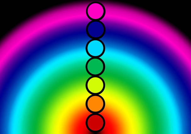 siedem kolorów czakr, kolorów i energii ludzkiej aury jako tęczy - Zdjęcie, obraz