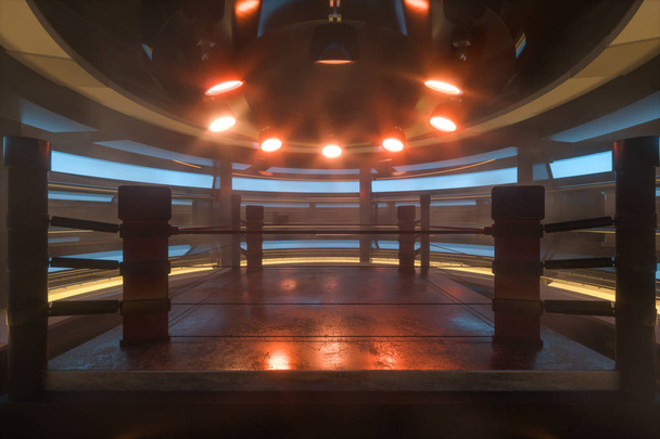 De arena in een donkere kamer, 3d rendering. - Foto, afbeelding