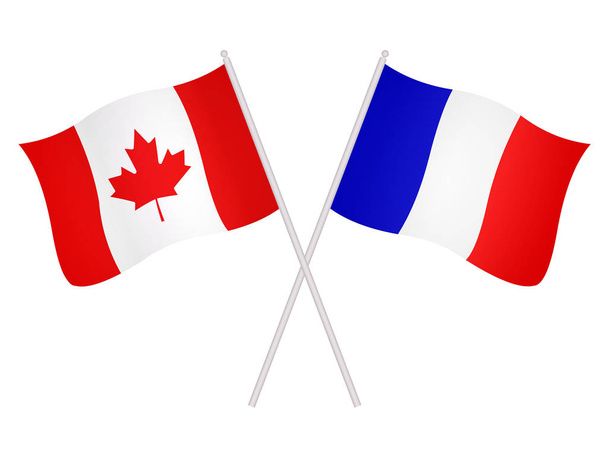 Прапори Франції та Канади на 3d ізольовані на білому тлі - Фото, зображення