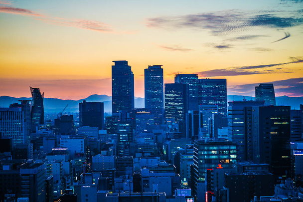 Sonnenuntergang vom Fernsehturm Nagoya - Foto, Bild