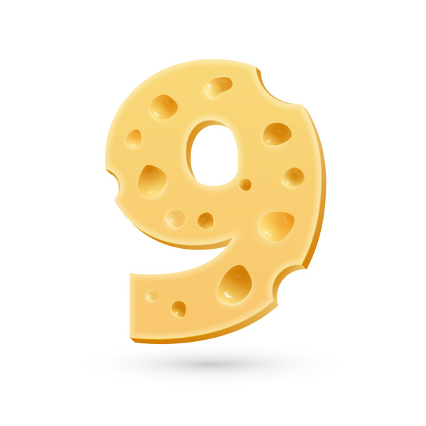 Nine cheese number - Vector, afbeelding