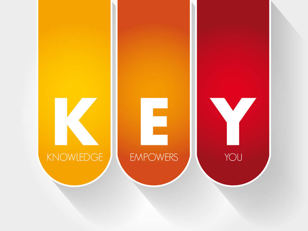 KEY - Knowledge Empowers You acronym - Vektor, obrázek