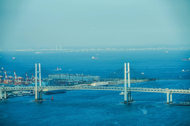 横浜ランドマークタワーから見える横浜港 - 写真・画像