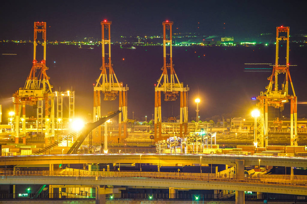 Yokohama Port of night view and Bayshore Route - Photo, Image