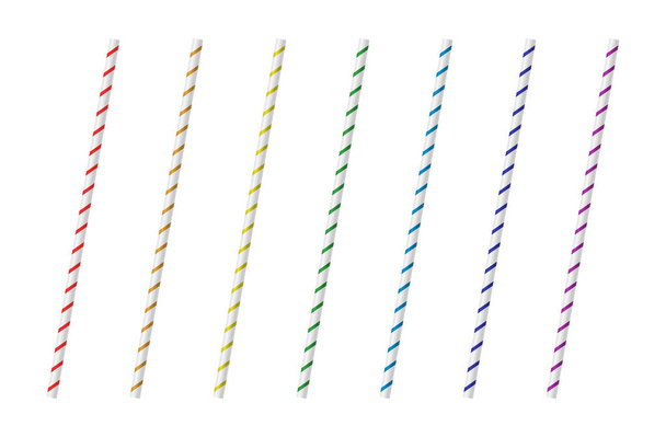 Διάνυσμα σύνολο ρεαλιστικά πολύχρωμα καλαμάκια πόσιμο - Διάνυσμα, εικόνα