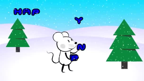 Mouse rat character juggling with new year sign - Footage, Video