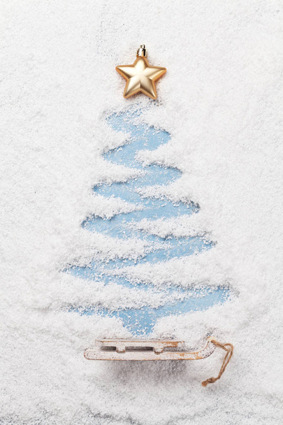 Christmas greeting card with fir tree shape - Foto, Imagem