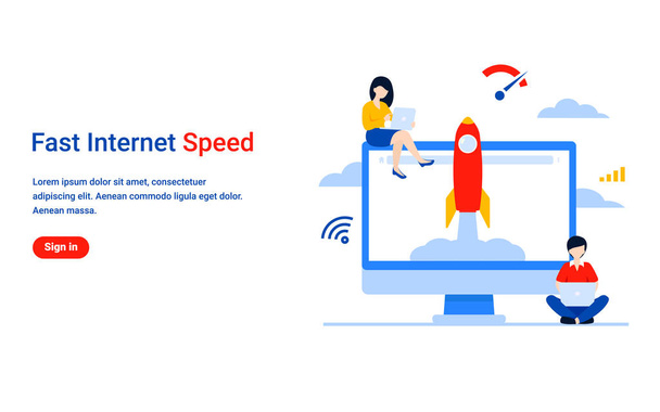 fast internet speed concept computer - Vector, Image