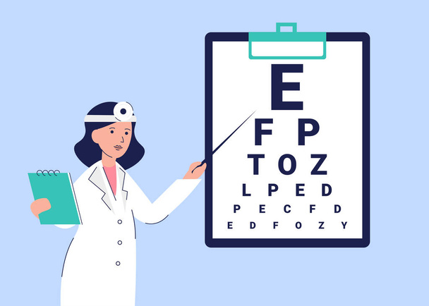 oftalmóloga mujer y mesa portapapeles
 - Vector, imagen