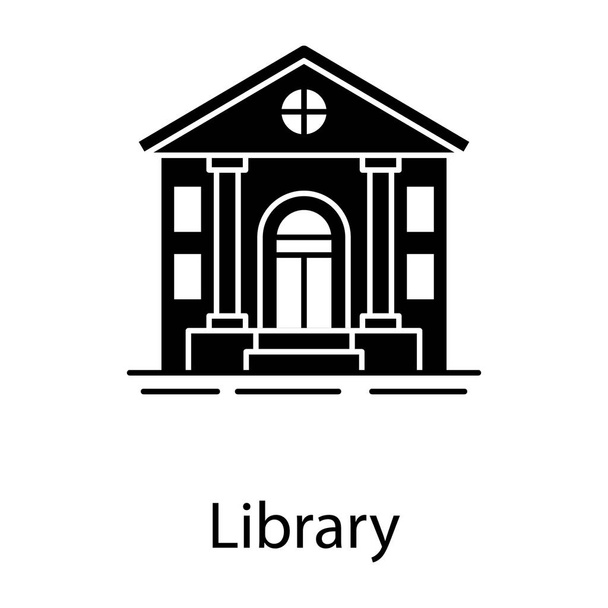 Εκπαιδευτική υπηρεσία, εικόνα της βιβλιοθήκης κτίριο του στερεού φορέα - Διάνυσμα, εικόνα