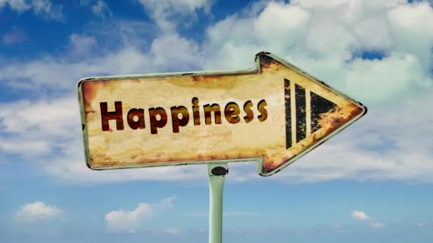 Street Sign the Way to Happiness - Footage, Video