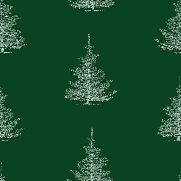 Seamless background of sketches christmas trees - Vector, Image