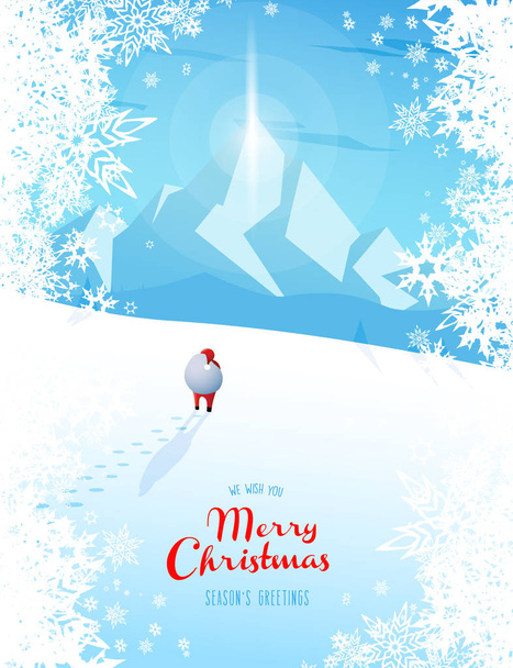 Paisaje de montaña de invierno con Santa Claus y Merry Chr
 - Vector, imagen