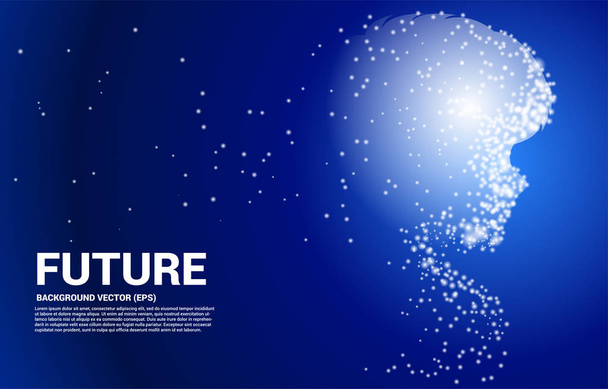 Vektorsilhouette des Kindes aus Lichtpunktpartikel. Konzept Hintergrund menschliche Zukunft und Technologie - Vektor, Bild