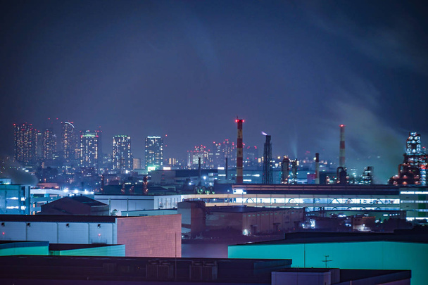 Keihin industrial zone which is visible from the Kawasaki Marien (Kawasaki City,Kanagawa Prefecture) - Photo, Image