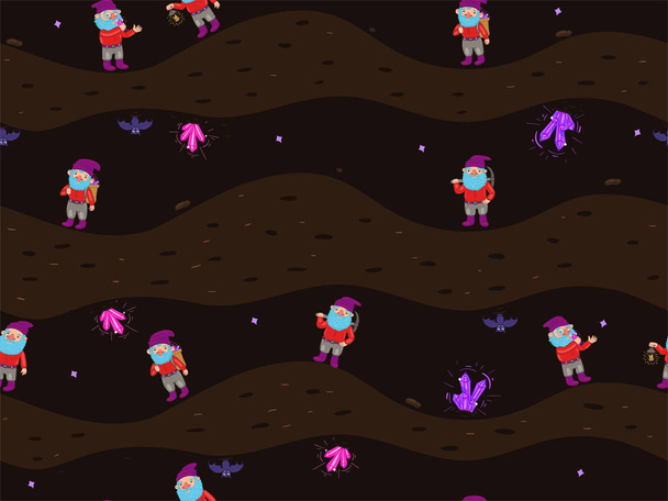 Dwarves in the dungeon seamless pattern. Vector graphics. - Vector, Image