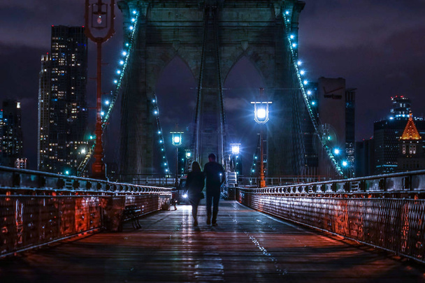A Brooklyn híd éjszakája - Fotó, kép