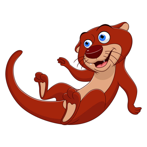 Animales de dibujos animados pequeña nutria linda sonrisas
 - Vector, imagen