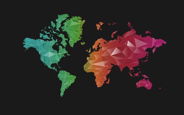 διάνυσμα πολύχρωμου πολυγωνικού παγκόσμιου χάρτη - Διάνυσμα, εικόνα