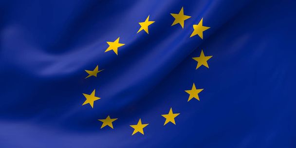 National Fabric Wave Closeup Flag of European Union - Photo, Image