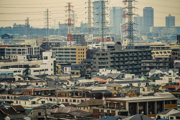 Calles de la ciudad de Kawasaki, que es visible desde Meiyuan Okurayama
 - Foto, Imagen