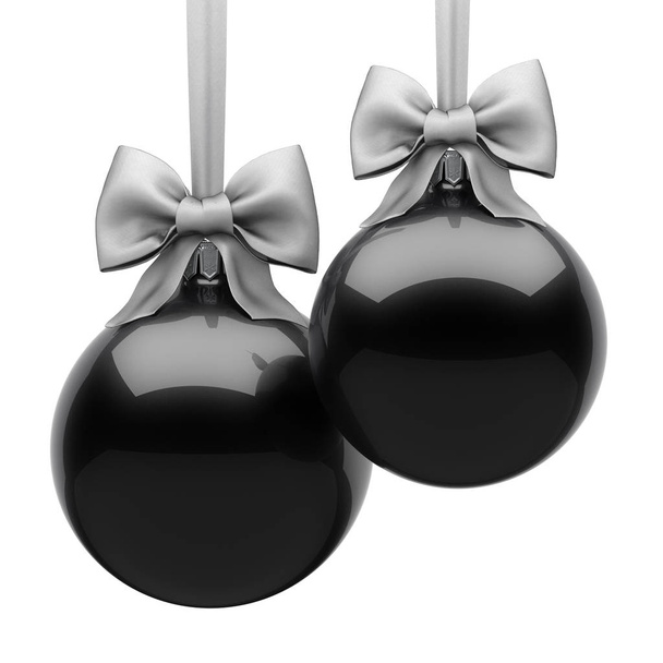 3D Rendering Black Christmas Ball - Фото, изображение