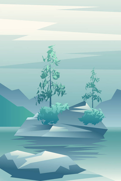 Tree on the island of the lake - Vector, Image