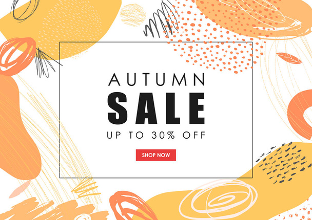 Autumn sale vector banner. Hand drawn abstract background. - Wektor, obraz