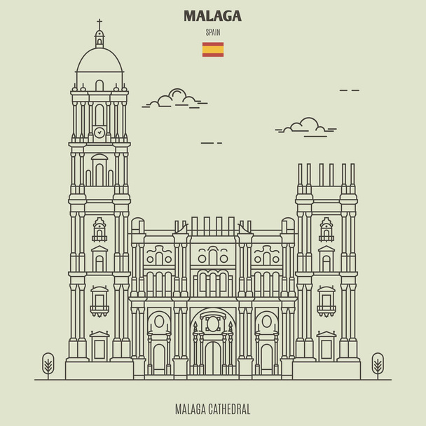Cathedral of Malaga, Spain. Landmark icon - Vector, Imagen