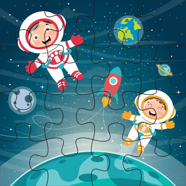 Puzzel Spel Illustratie Voor Kinderen - Klaar voor de Pers - Vector, afbeelding