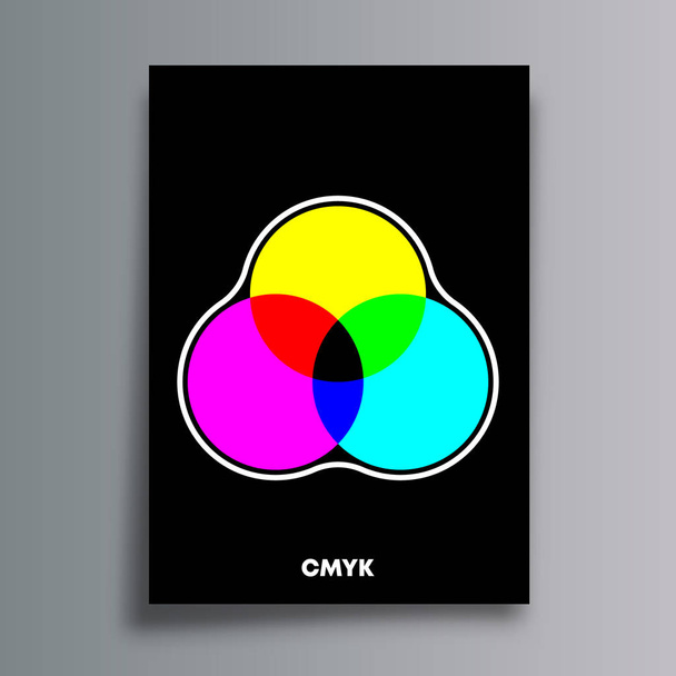 Плакат цветной модели CMYK для листовки, обложки брошюры, типографии или другой полиграфической продукции. Векторная иллюстрация
 - Вектор,изображение