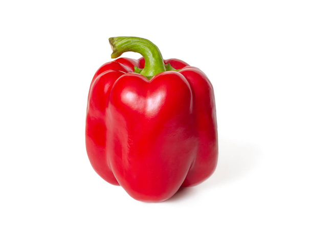 Red bell pepper with green stem on white background - Fotografie, Obrázek