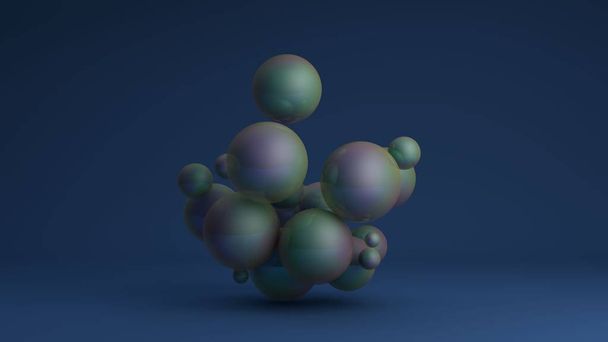 3D kuva klusterin monia palloja erikokoisia iiris. 3D-renderöinti abstrakteihin koostumuksiin ja futuristiseen suunnitteluun. Idea työpöydän näytönsäästäjille, taustakuvat, taustasävellyksiä
. - Valokuva, kuva