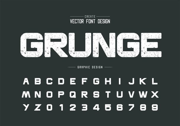 exture tučné písmo a grunge kolo abeceda vektor, hrubý design písmo a číslo, Grafický text na pozadí - Vektor, obrázek