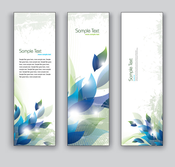 Abstract Banners with Leaves. Vector Backgrounds. Set of Three. - Vector, Imagen