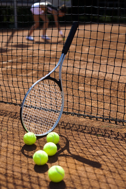 Tenis raketi, tenis topu ile - Fotoğraf, Görsel