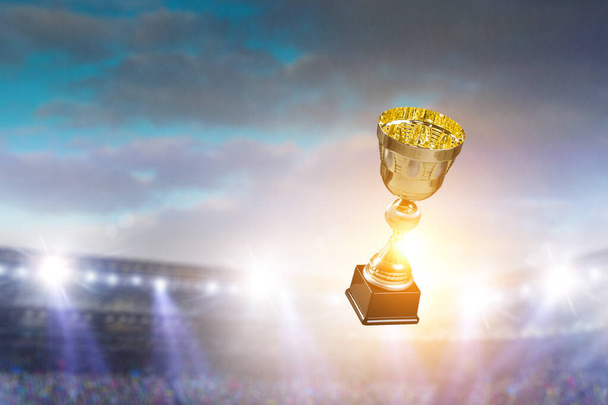 Golden cup on dark. mixed media - Foto, imagen
