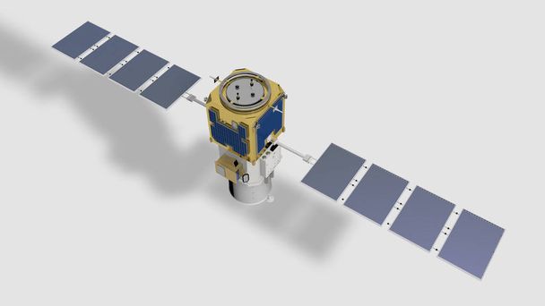 Calipso satélite sobre fondo blanco, representación 3D, ilustración
 - Foto, imagen